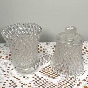 Set of 2 Home Interiors Diamond Cut Clear Glass Votive Candle Holders Cups '90s